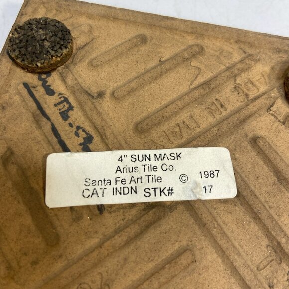 Set 2 Vintage Italian Hand Painted Ceramic Tile Trivet Native American Art 4 in - Picture 9 of 9